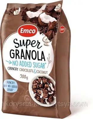 Гранола без цукру з шоколадом та кокосом EMCO, 500 гр 1980666890 фото