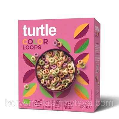 Сніданок різнокольорові кільця без глютену органічні 300 гр, Turtle 1759924664 фото