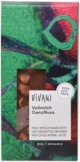 Шоколад молочний органічний з цільним фундуком, 100 р, TM VIVANI 812721312754 фото