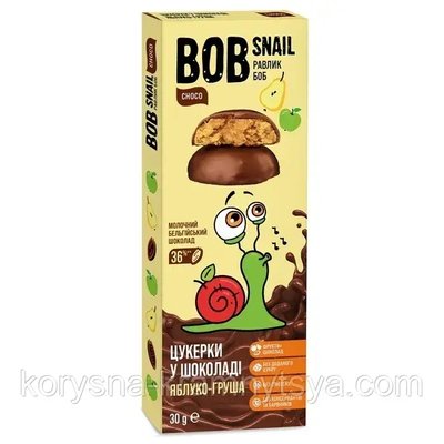 Цукерки Яблуко - груша у бельгійському молочному шоколаді Bob Snail, 30 г 1608619751 фото