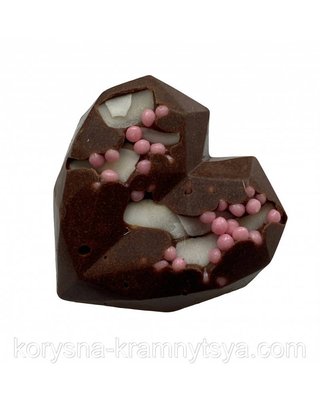 Цукерка-валентинка молочний шоколад та кокосові чіпси, без лактози на меду, 50 гр 2092433555 фото