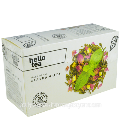 Чай пакетований листовий "Зелена м'ята", 50 р, HELLO TEA 812721311682 фото