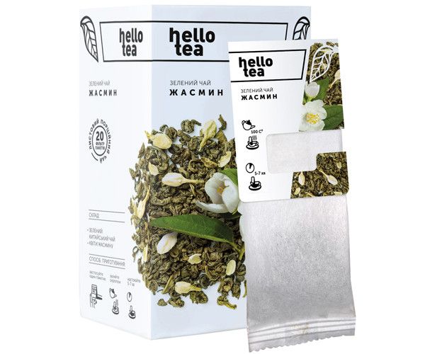 Чай пакетований листовий "Жасмін", 50 г, HELLO TEA 4260618525900 фото