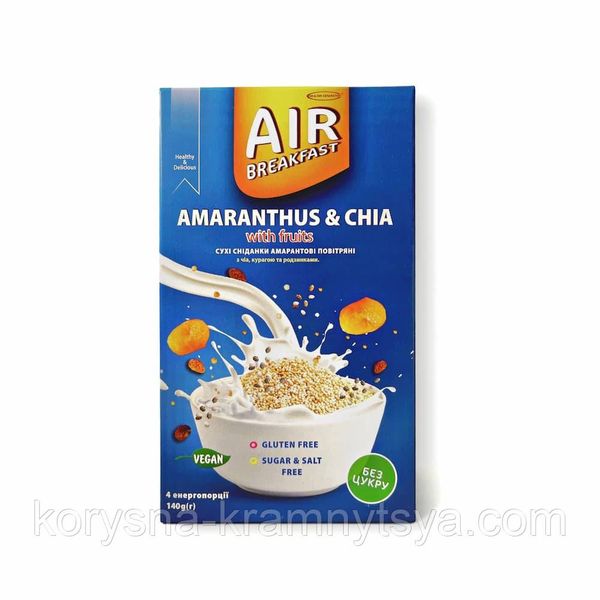 Сухий сніданок AIR Breakfast з амарантом, чиа та фруктами, Healthy Generation 140г 2236360325 фото