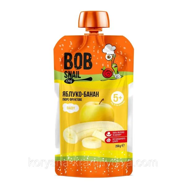 Пюре фруктове Яблуко-Банан Bob Snail, 250 гр 1663329852 фото